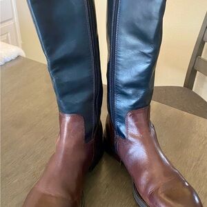 Vince Camuto Boots Women's  Black Brown Fabina Riding Boots Leather